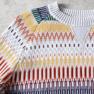 Men's 'Geometric' Colorful Crew Neck Sweater - 100% Cotton